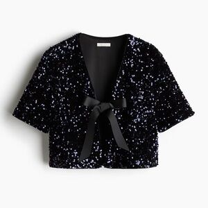 NWT Navy Sequin Shrug with Bow